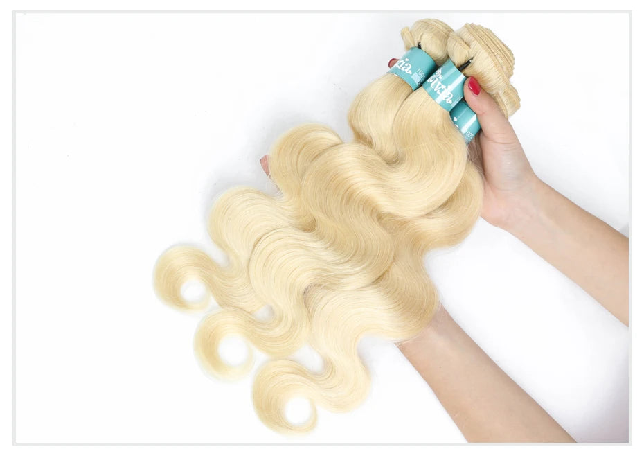 Monstar 1/3/4 613 Blonde Hair Extension Brazilian Hair Weave Bundles Body Wave Remy Human Hair Long 26 28 30 32 34 36 38 40 Inch