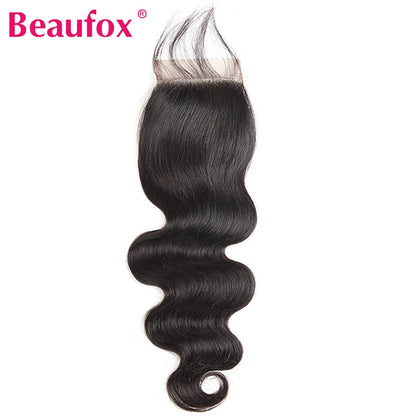 Beaufox Body Wave Bundles With Closure Brazilian Hair Weave 3/4 Bundles With Closure Natural Human Hair Bundles With Closure