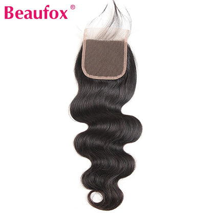 Beaufox Body Wave Bundles With Closure Brazilian Hair Weave 3/4 Bundles With Closure Natural Human Hair Bundles With Closure