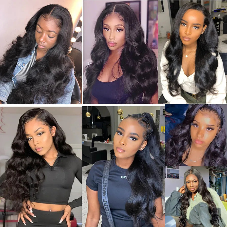 28 32" Body Wave Human Hair Bundle with Closure Frontal HD Transparent Lace Closure And Bundle 100% Virgin Human Hair Extension