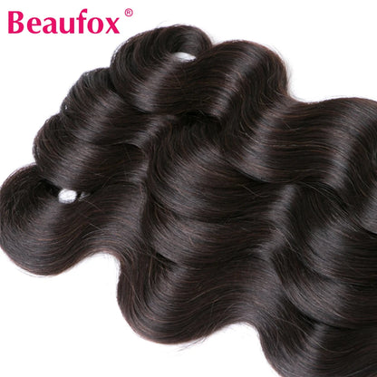 Beaufox Body Wave Bundles With Closure Brazilian Hair Weave 3/4 Bundles With Closure Natural Human Hair Bundles With Closure
