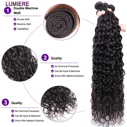 Water Wave Bundle With Closure Wet and Wavy Curly 100% Virgin Raw Jerry Curly Human Hair Bundle With Frontal Hair Extension 18A