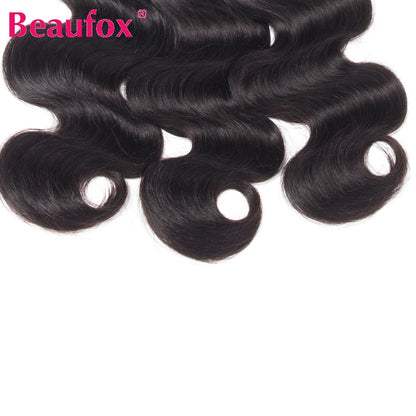 Beaufox Body Wave Bundles Brazilian Hair Weave Bundles 1/3/4 PCS Human Hair Bundles Natural /Jet Black 8-30"Remy Hair Extensions