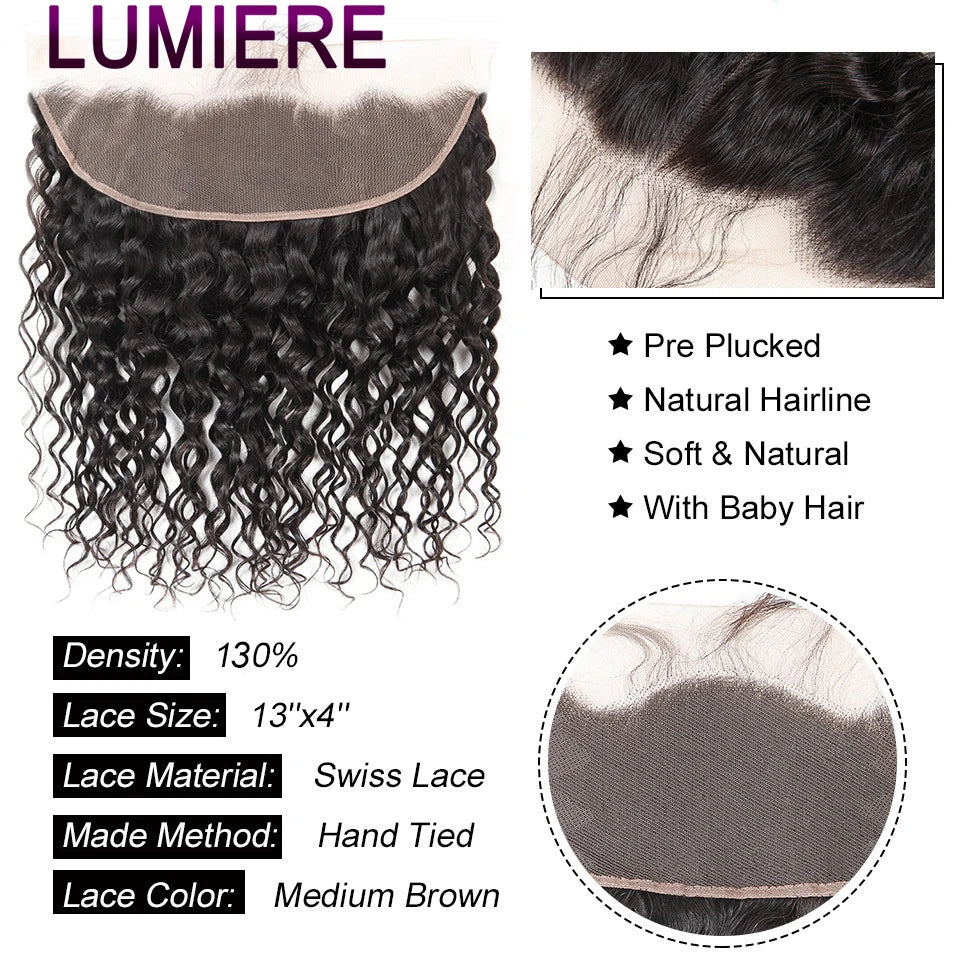 Water Wave Bundle With Closure Wet and Wavy Curly 100% Virgin Raw Jerry Curly Human Hair Bundle With Frontal Hair Extension 18A