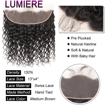 Water Wave Bundle With Closure Wet and Wavy Curly 100% Virgin Raw Jerry Curly Human Hair Bundle With Frontal Hair Extension 18A