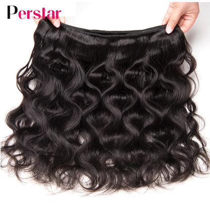 Perstar Body Wave Bundles Human Hair Weave Bundles Brazilian Weave Extensions 1/3/4 PCS Remy Hair Body Wave Extensions 8-28 Inch