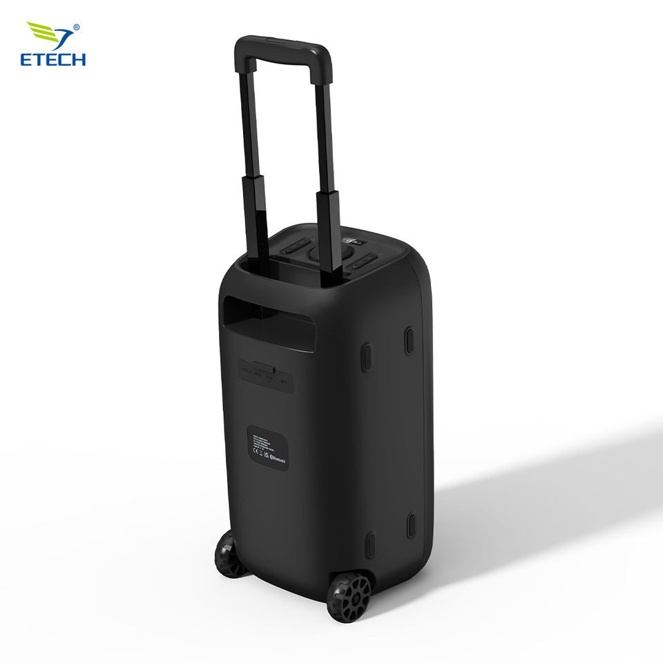 Trolley Party Bluetooth Speaker with Wheels, 10W Powerful Sound & RGB Lights, IPX4 Waterproof Karaoke Speaker for Outdoor Events