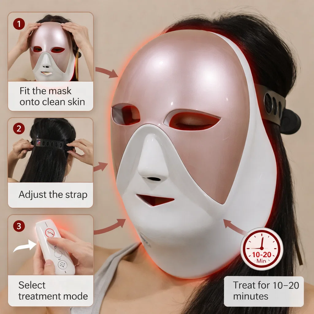 Led Facial Masks 3 Colors Led Facial Mask Therapy Led Light for Physical Heating Physiotherapy Red Light Led Facial Mask