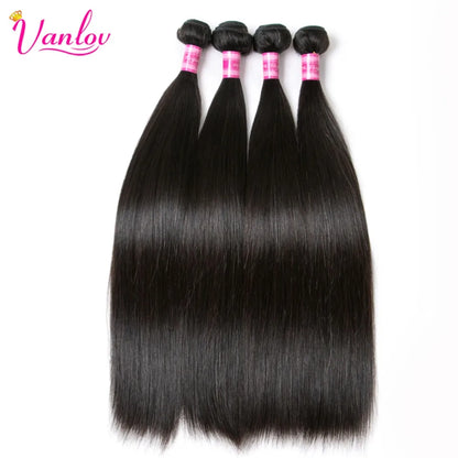 Vanlov Straight Hair Brazilian Straight Human Hair Weave Bundles Natural Black 1/3/4 pcs/lot 100% Human Hair Bundles Remy Hair