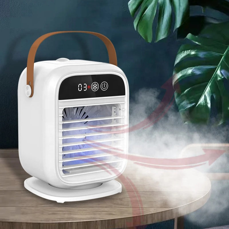 2025 New Custom Portable Mini Air Humidifier 360ML Water Evaporative Usb Desk Mini Fan Air Conditioner Battery Air Humidifier