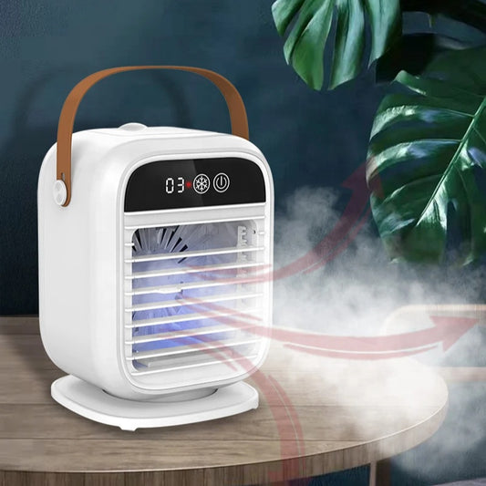2025 New Custom Portable Mini Air Humidifier 360ML Water Evaporative Usb Desk Mini Fan Air Conditioner Battery Air Humidifier