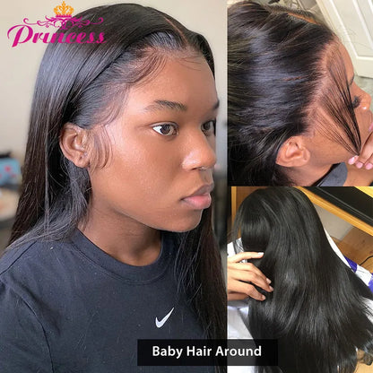 Princess 13x4/13x6 HD Transparent Lace Front Human Hair Wigs PrePlucked 4x4 Closure Wig Brazilian Straight Lace Frontal Wig
