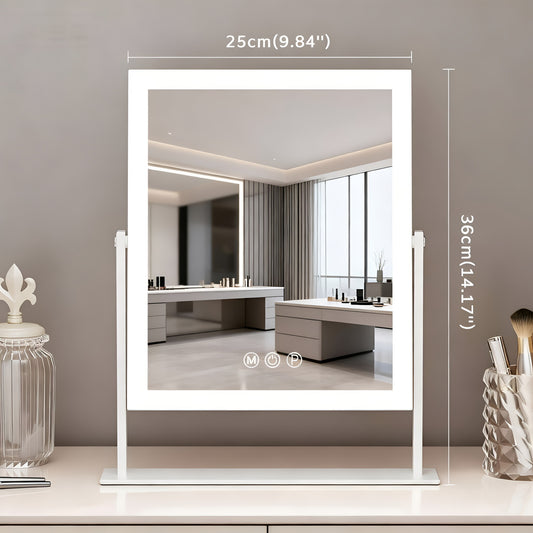 Adjustable LED Makeup Mirror with Three-Color Stemless Dimming Light for Wedding and Birthday Occasions