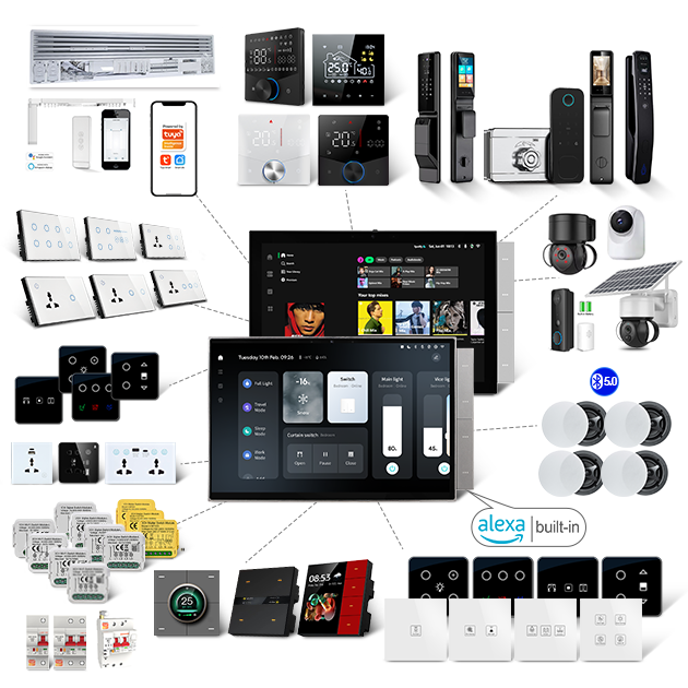 Golden Security 10.1" Multi-functional Smart Home Touch Screen Control Panel Zigbee Gateway Smart Home Kit Built in Alexa Voice