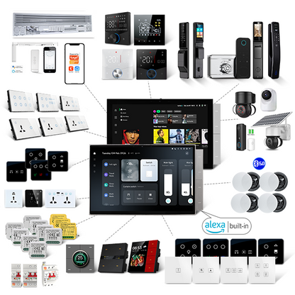 Golden Security 10.1" Multi-functional Smart Home Touch Screen Control Panel Zigbee Gateway Smart Home Kit Built in Alexa Voice