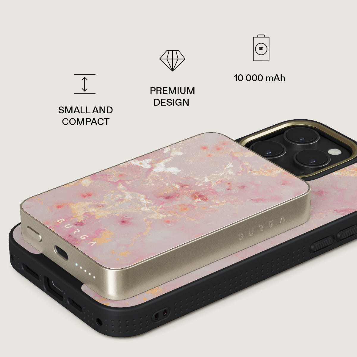 Golden Coral - Pink Magnetic Power Bank