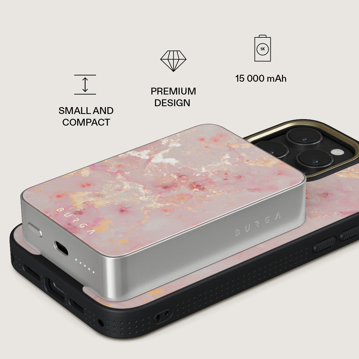 Golden Coral - Pink Magnetic Power Bank