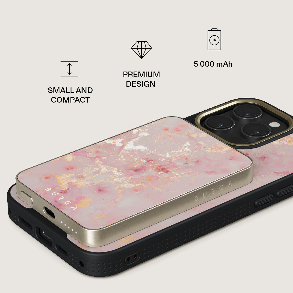 Golden Coral - Pink Magnetic Power Bank