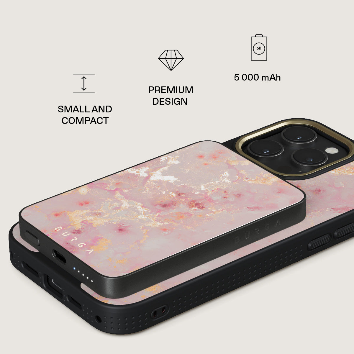 Golden Coral - Pink Magnetic Power Bank