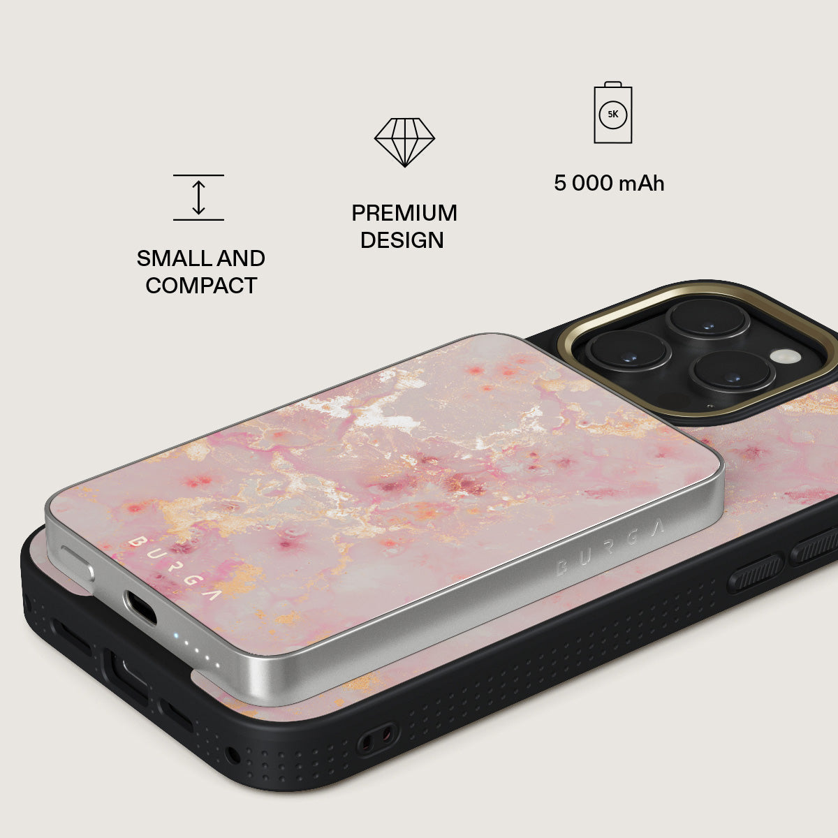 Golden Coral - Pink Magnetic Power Bank
