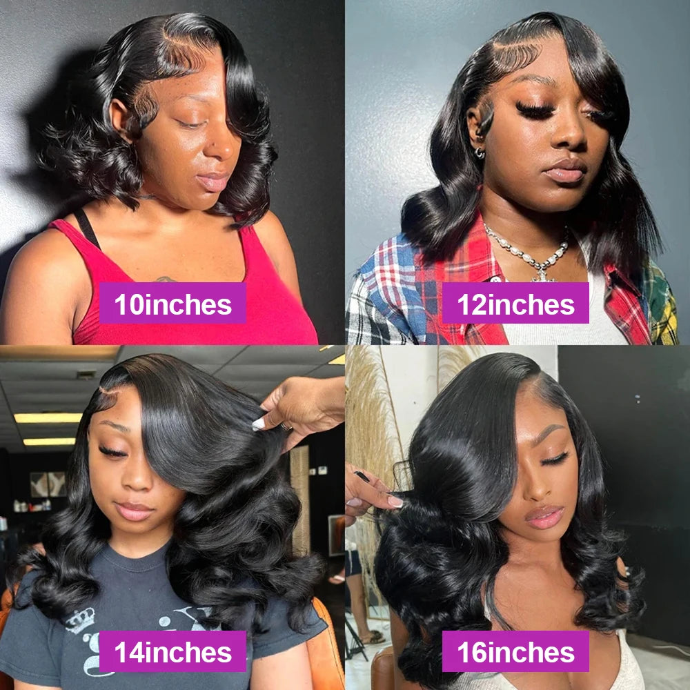 Short Bob Wig 13x4 Body Wave Glueless Wig Human Hair Brazilian Ready To Go Lace Frontal Wig Pre Cut No Glue For Women Preplucked