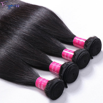 Fayniss Straight Human Hair Weave 1/3/4 Bundles Brazilian Raw Remy Human Hair Bundles 100% Unprocessed Human Hair Extension