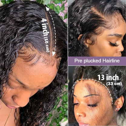 Curly Short Bob Wig Human Hair Deep Wave Glueless Wear And Go 13X6 Hd Lace Front Water Curls Human Hair Lace Frontal Vietnamese