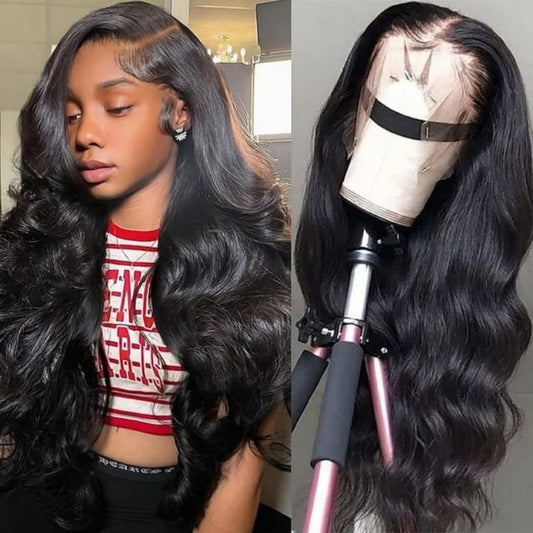 Body Wave Human Hair Wigs 13X6 Hd Lace Frontal Wig 250 Density 42 Inch  Pre Plucked Brazilian Hair 100% Natural Black
