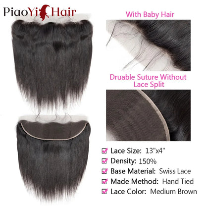 Straight 13x6 13X4 HD Lace Frontal Brazilian Human Hair Preplucked 4x4 5x5 6x6 Transparent Lace 2x6 Hd Lace Closure Human Hair