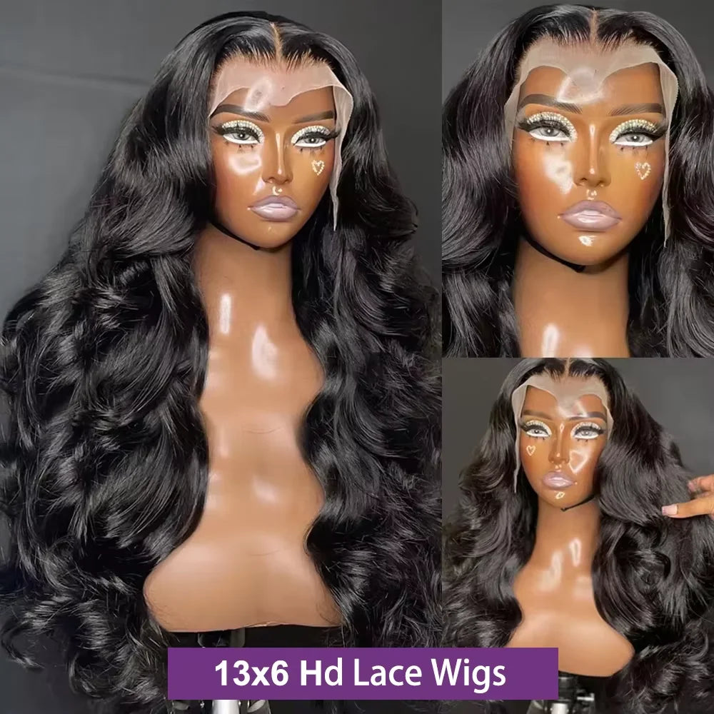 40 44 Inch Raw Wet And Wavy HD Lace Frontal Wig 13x4 13x6 200Density Black Pre Plucked Body Wave Lace Front Real Human Hair Wigs
