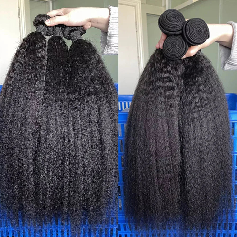 12A Kinky Straight Bundles Human Hair 100 Human Hair Yaki Straight Bundle 20 22 24 Inch Human Hair Bundles 3-5 Days Delivery