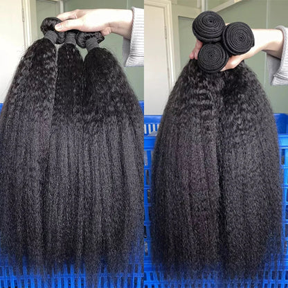 12A Kinky Straight Bundles Human Hair 100 Human Hair Yaki Straight Bundle 20 22 24 Inch Human Hair Bundles 3-5 Days Delivery