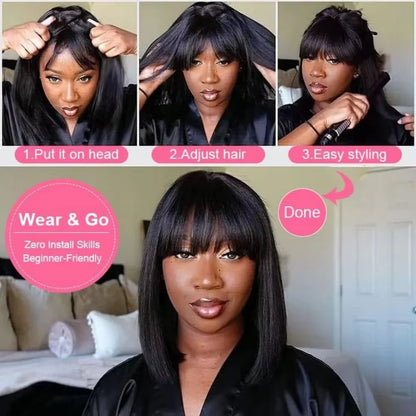 Rosslyn Bob Wig Human Hair Straight Wigs Full Machine Wig Black Wig 1b Bleached Knoted Short Human Hair Wigs Brazilian Original
