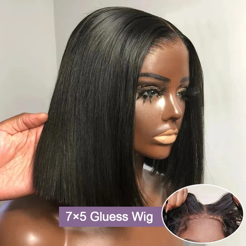 100% Human Hair Glueless Short Bob Wigs 13x6 Hd Lace Front Wig Frontal Vietnamese Multi Parting Braided Wear And Go Pre Plucked
