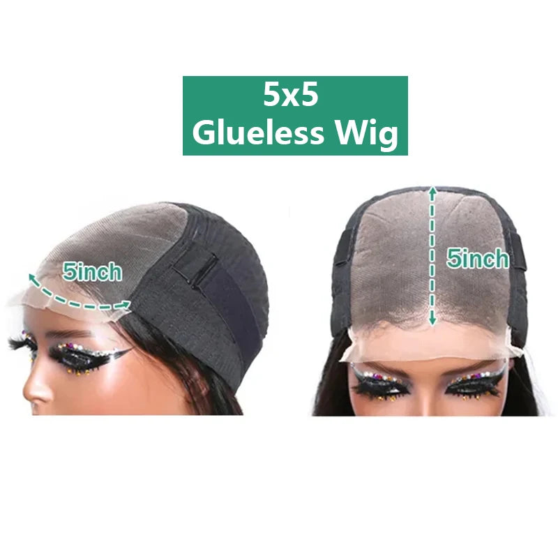 5x5 Glueless Deep Wave Ready to Wear Lace Clousure Wig Human Hair Pre Plucked 6x4 Curly Brazilian Transparent Lace Frontal Wigs