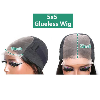 5x5 Glueless Deep Wave Ready to Wear Lace Clousure Wig Human Hair Pre Plucked 6x4 Curly Brazilian Transparent Lace Frontal Wigs
