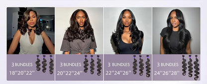 Human Hair Bundles with Closure Body Wave Brazilian Virgin Human Hair Weave 3 Bundles with 4x4 Lace Closure Natural Black Color