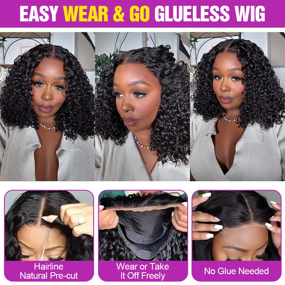 Curly Short Bob Wigs 13x4 7x5 Glueless Ready To Wear Brazilian 100% Human Hair Deep Wave 13x6 Hd Lace Front Wig For Women 250%