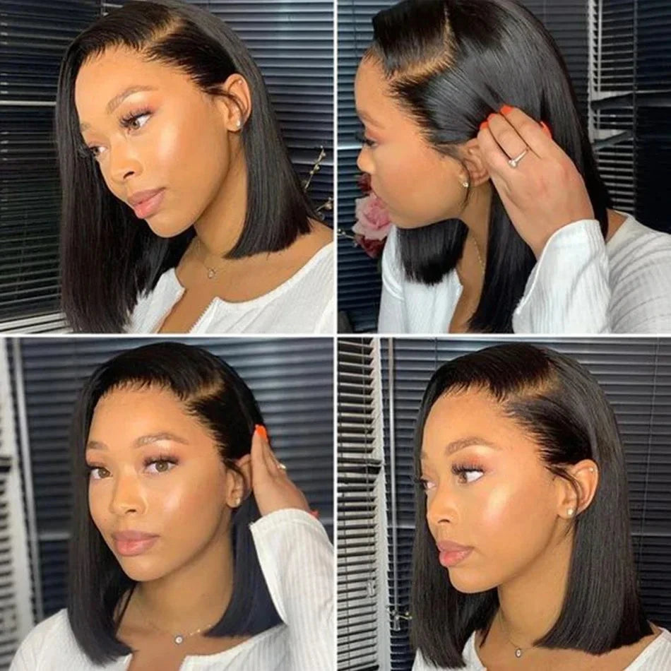 Rosslyn Straight Human Hair Wigs Bob 1b Black Wig 5x5 13x6 Hd Lace Frontal Wig Bleached Knoted Baby Hair Pre Plucked Flash Sale