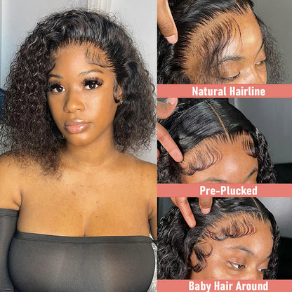 Curly Short Bob Wigs 13x4 7x5 Glueless Ready To Wear Brazilian 100% Human Hair Deep Wave 13x6 Hd Lace Front Wig For Women 250%