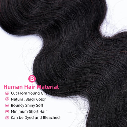 Body Wave Bundles Human Hair 1/3/4 Bundles 100% Human Hair Natural Black Color Brazilian Virgin Weave Bundles Hair Extensions