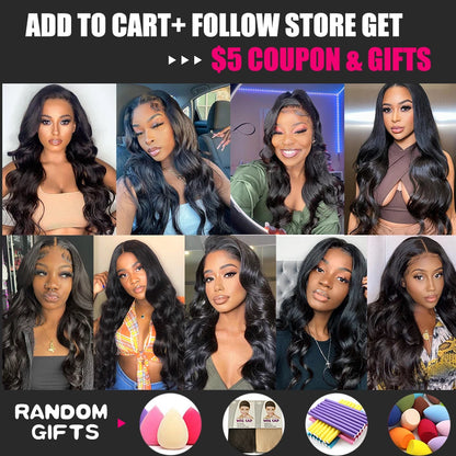Aopusi Body Wave Bundles With Closure Brazilian Human Hair Weave Bundles With Closure Hair Extension 3/4 Bundles With Closure
