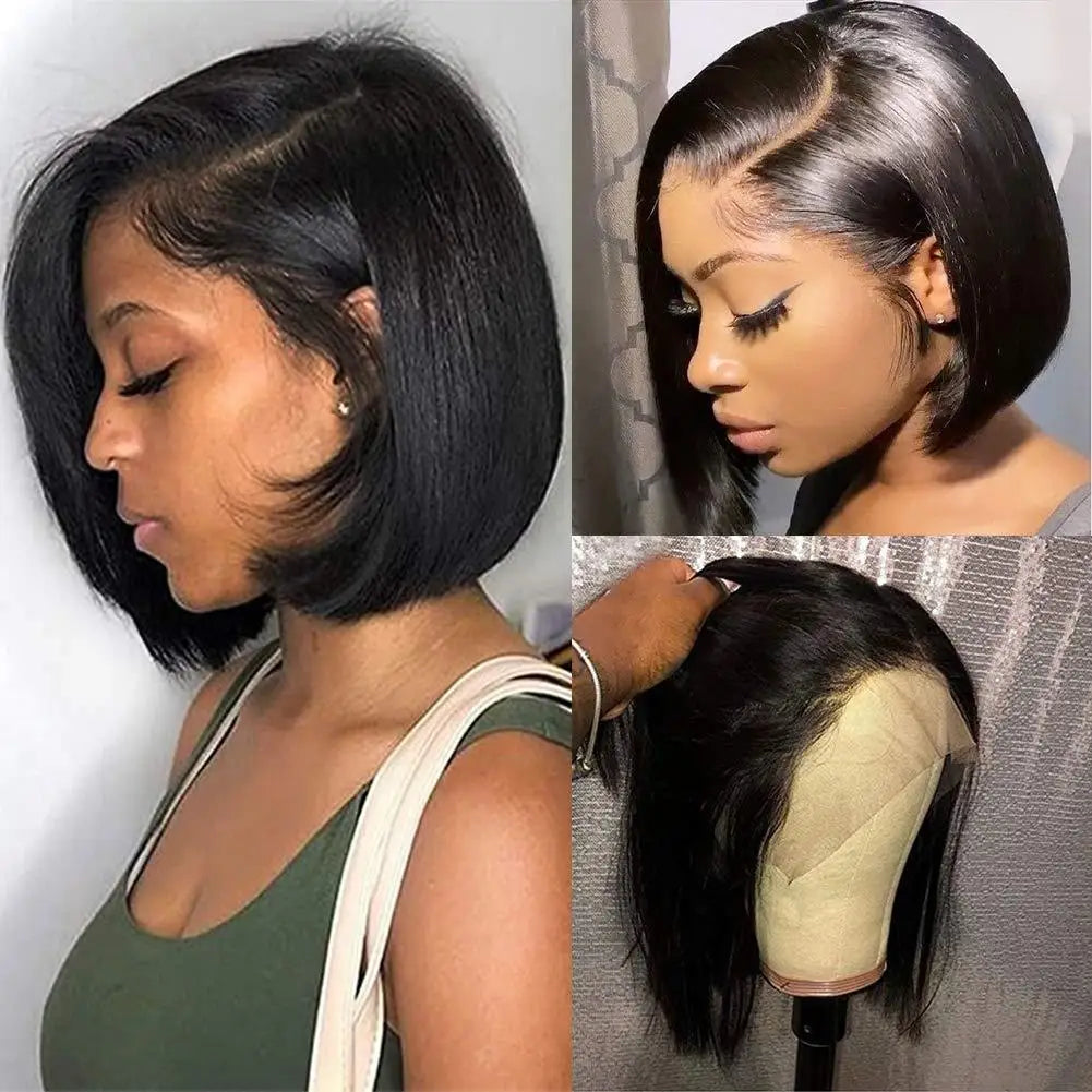 Bob Wig Human Hair 4x4 5x5 Bob Lace Front Brazilian Wigs For Women High Density Straight 13x6 HD Transparent Lace Frontal Wigs