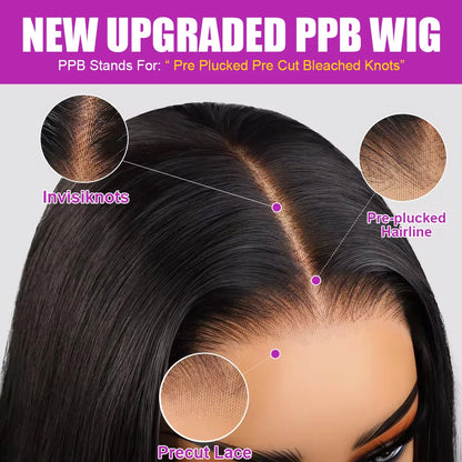 13x6 HD Lace Frontal Short Bob Wig Bone Straight Glueless Pre Cut 7x5 Closure Wig Ready to Wear 100% Human Hair Wig Preplucked