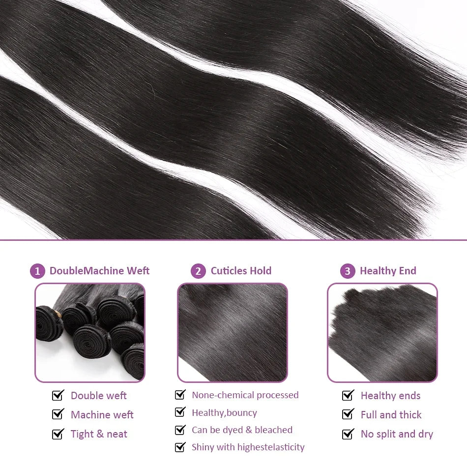 Rosabeauty 30 32 40 Inch Bundles 1 2 3 4 5 Bone Straight Brazilian Remy Human Hair Bundles Raw Extensions Tissage For Women