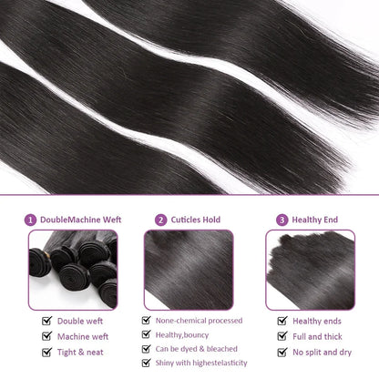 Rosabeauty 30 32 40 Inch Bundles 1 2 3 4 5 Bone Straight Brazilian Remy Human Hair Bundles Raw Extensions Tissage For Women