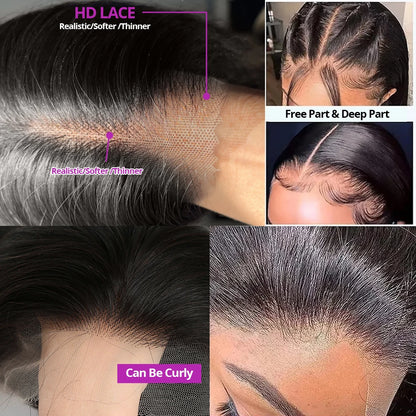 13x6 HD Lace Frontal Short Bob Wig Bone Straight Glueless Pre Cut 7x5 Closure Wig Ready to Wear 100% Human Hair Wig Preplucked
