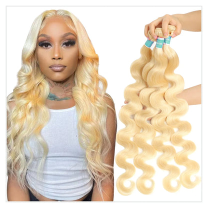 Monstar 1/3/4 613 Blonde Hair Extension Brazilian Hair Weave Bundles Body Wave Remy Human Hair Long 26 28 30 32 34 36 38 40 Inch