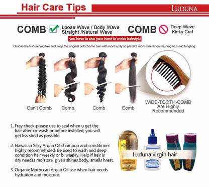 Luduna Straight Bundles Human Hair Brazilian Human Hair Bundles Remy Extensions 1/3/4 Bundle Deal Weave Double Weft Hair Weaving