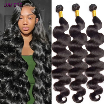 28 32" Body Wave Human Hair Bundle with Closure Frontal HD Transparent Lace Closure And Bundle 100% Virgin Human Hair Extension